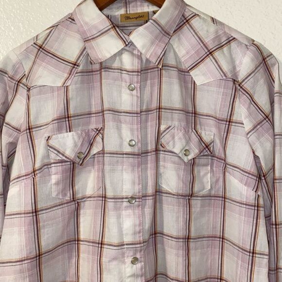 WRANGLER Plaid Pearl Snap Collared button Down Shirt - Picture 9 of 10
